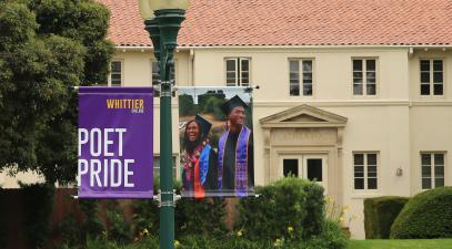 Poet Pride Banner In Front Of Planter Hall