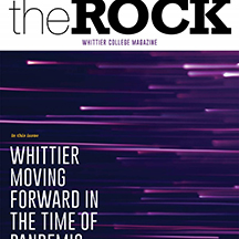 The Rock Magazine cover, purple box, text: Moving Forward in the Time of Pandemic