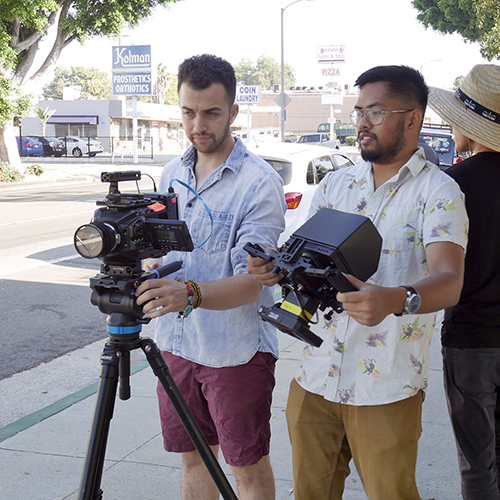 Two people on set