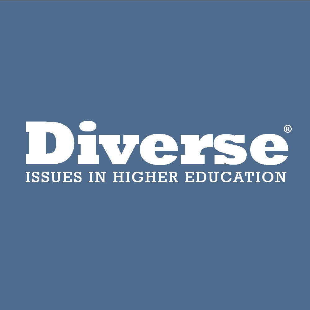 blue box; text: Diverse Issues in Higher Education