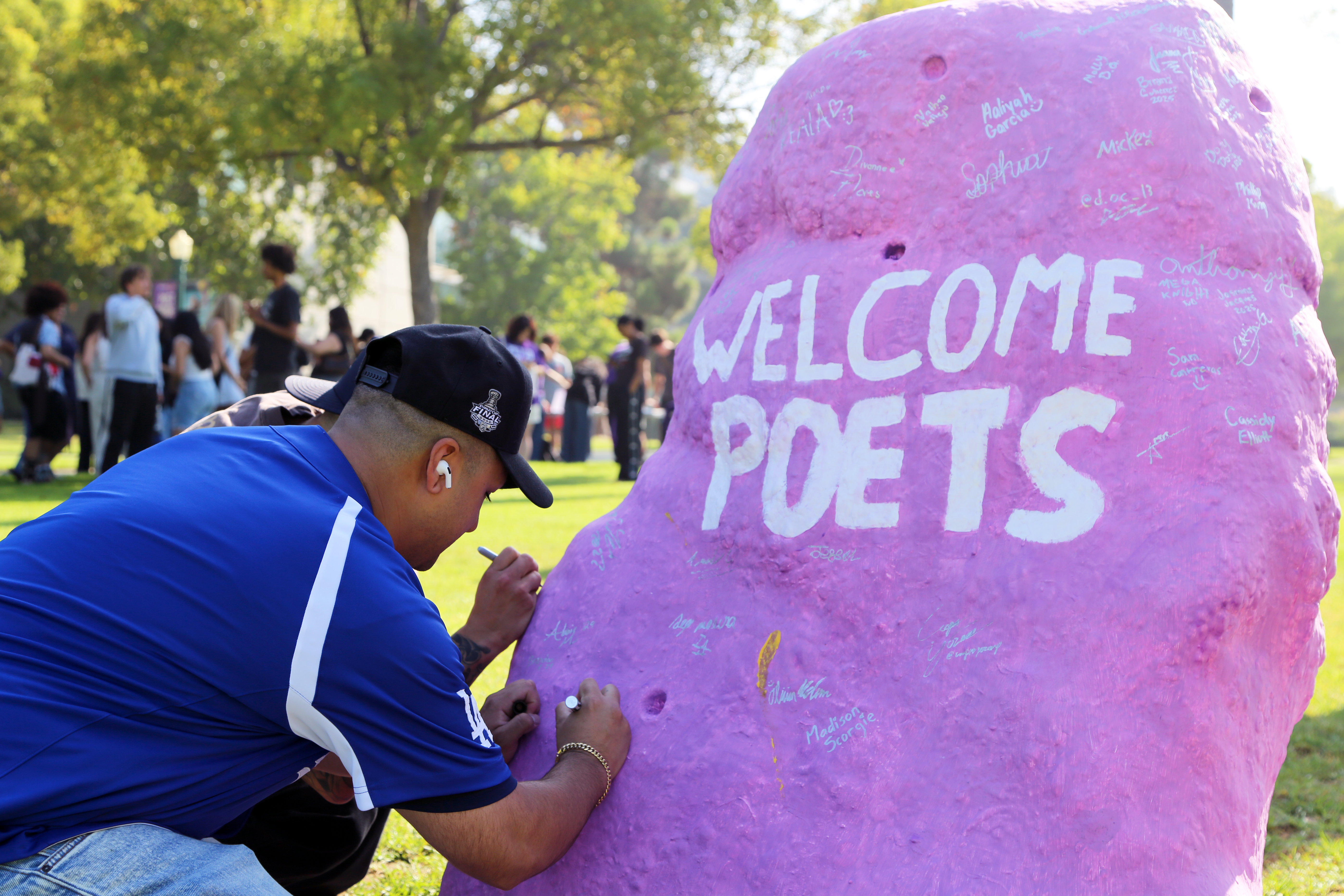 Signing names to The Rock — a Whittier tradition that resumed last year after a hiatus — continued to make its comeback this week.
