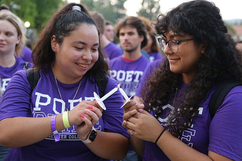 Whittier College students at Light of Learning Ceremony