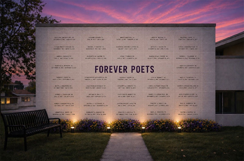 Forever Poets memorial wall