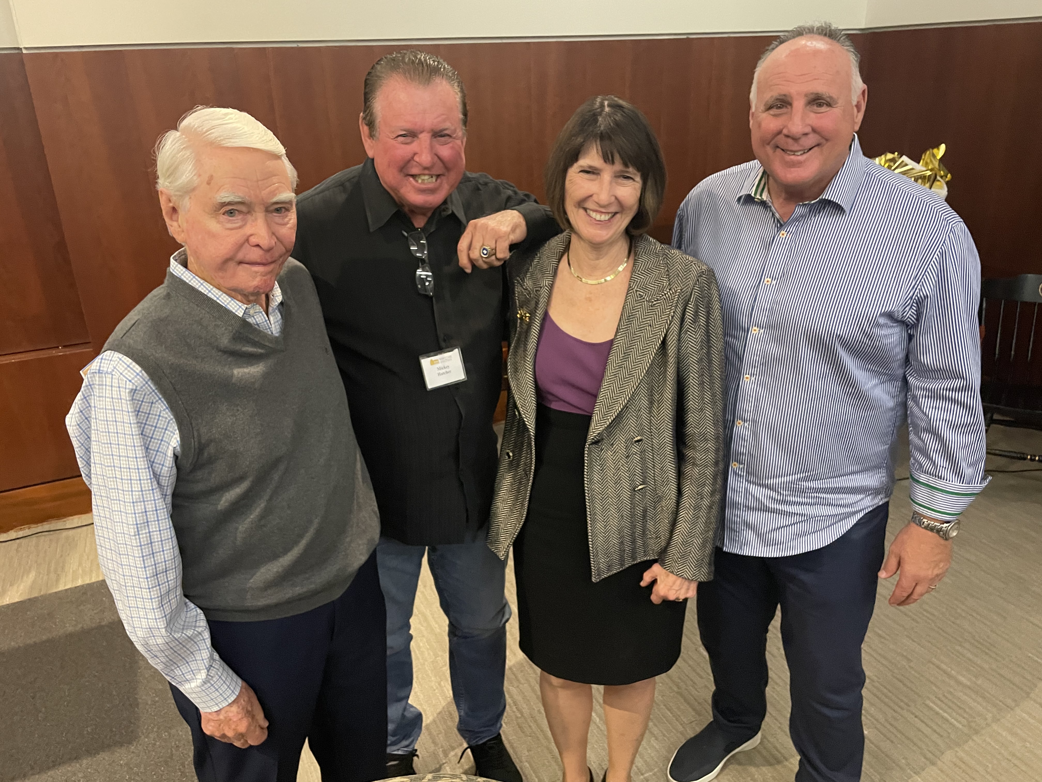 President Dillon with Mike Scioscia, Mickey Hatcher, Fred Claire