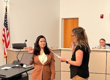 Nadine being sworn in