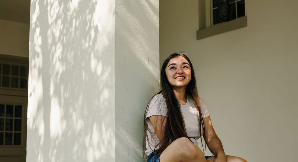 Student looking up