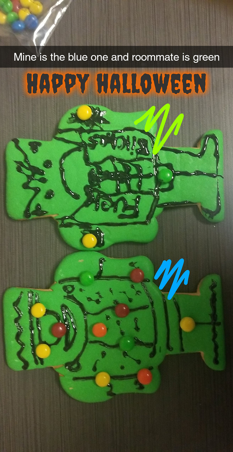 two frankenstein cookies