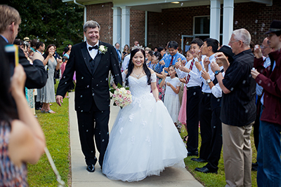 Peter and Li Xiao Hong at their wedding.