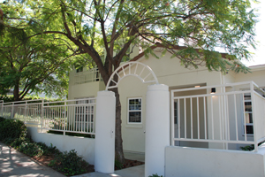 Entrance to Dezember Alumni House.