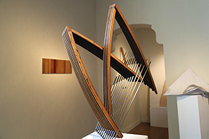 Student sculpture art in the Greenleaf Gallery.