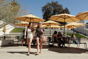 Students take a stroll through the Campus Center.