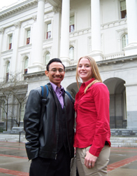 Whittier students Brownie Sibrian '10 and Kourtney Zilbert '11 traveled to Sacremento to advocate for Cal Grants