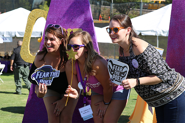 Three Poets pose for a photo booth picture at Whittier Weekend 2016.