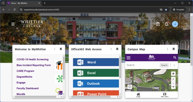 MyWhittier App Interface