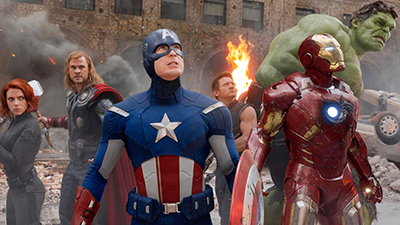 A scene of the Avengers standing together from the movie, "The Avengers"