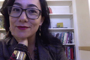 Professor of English Michelle Chihara in her office