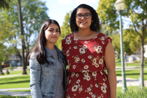 Fulbright semi-finalists standing on Whittier College campus