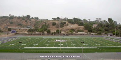 A panoramic view of the football field