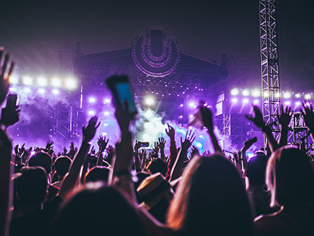 A music festival at night