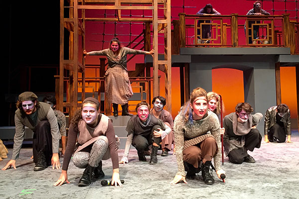 Theatre students on stage