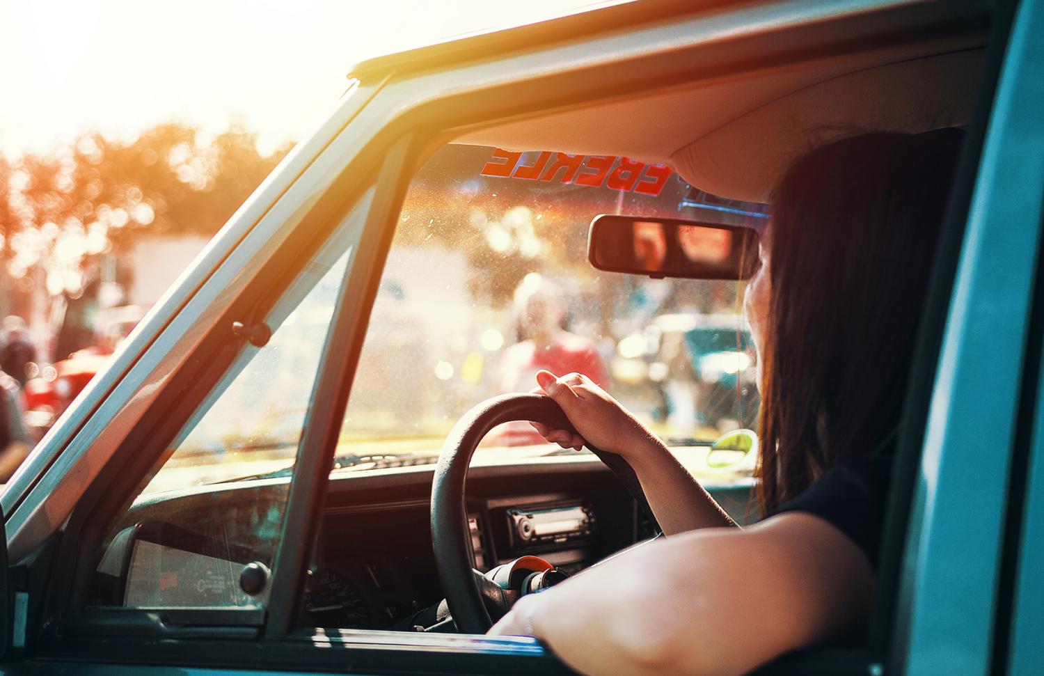 Woman driving a car