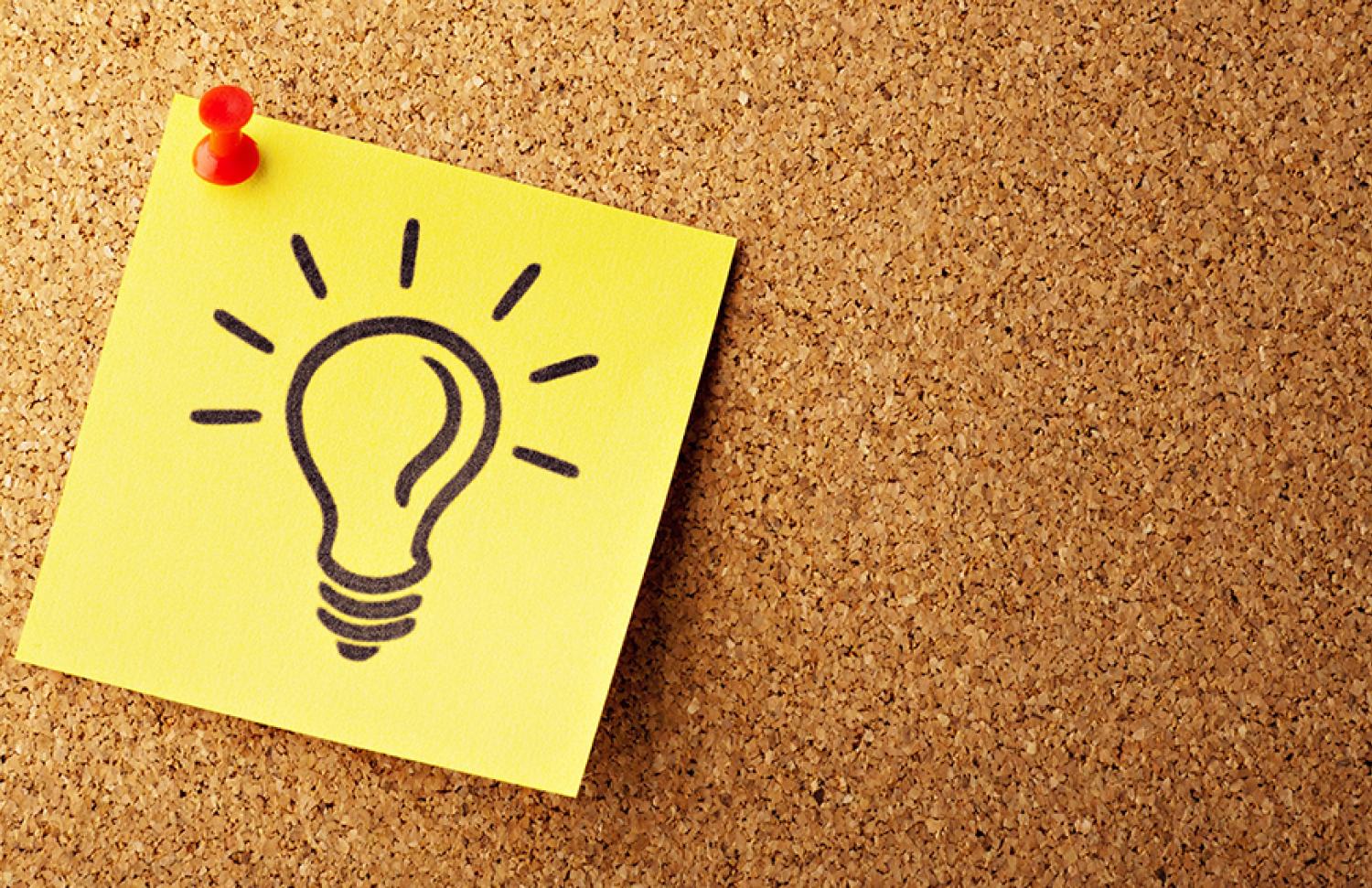 Sticky note with light bulb design