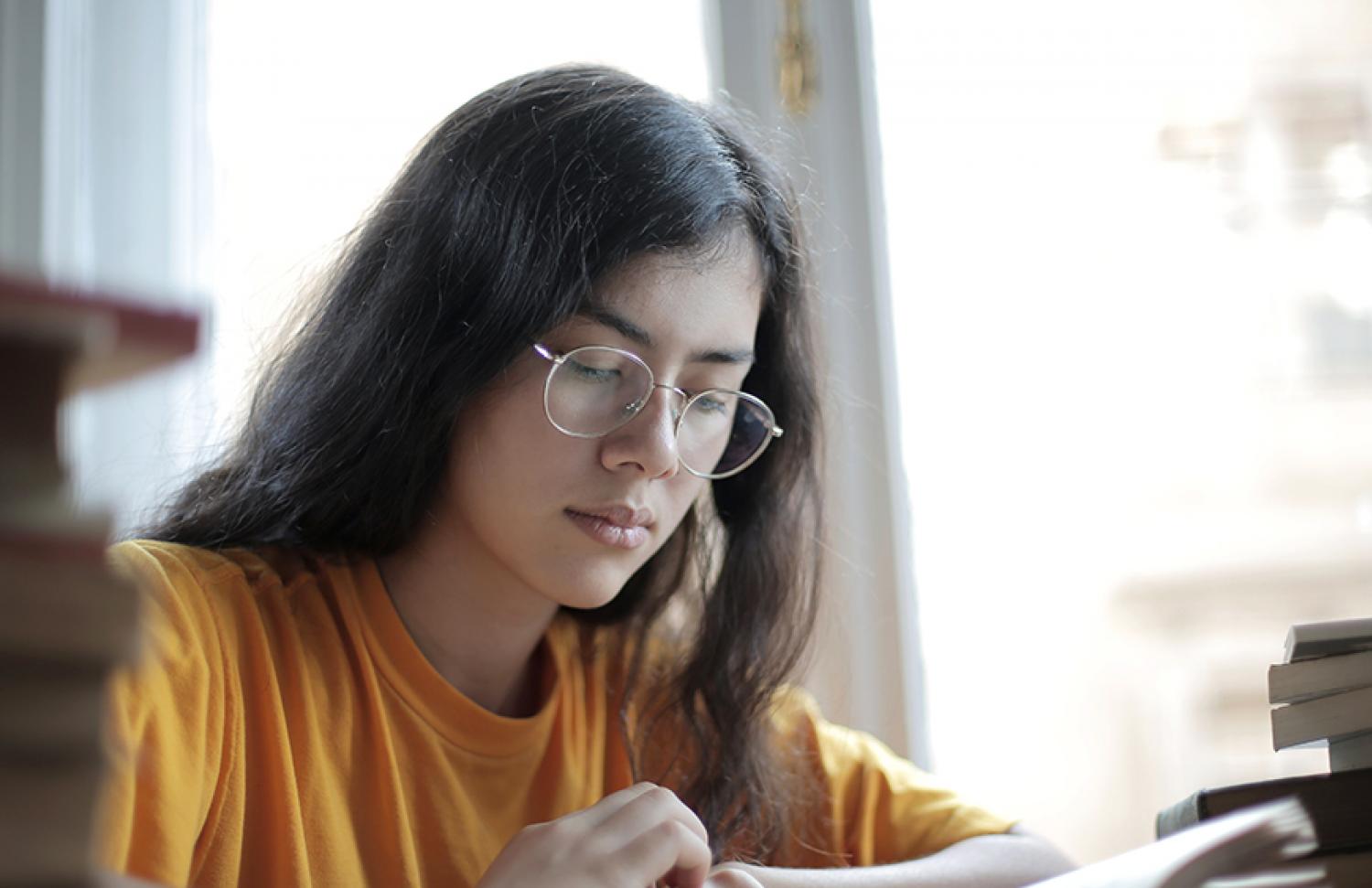 Studying at a desk