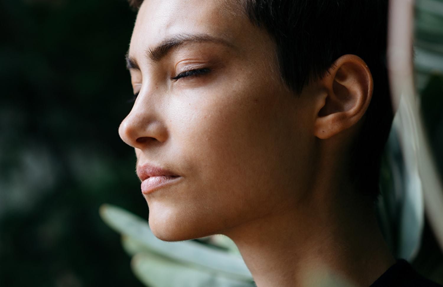 Person with eyes closed