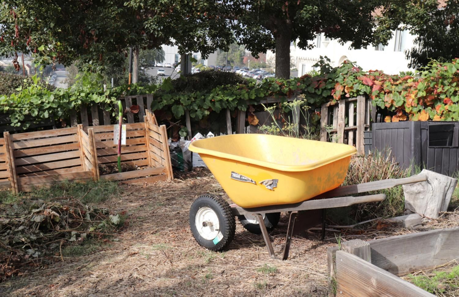 Wheelbarrow in a garden