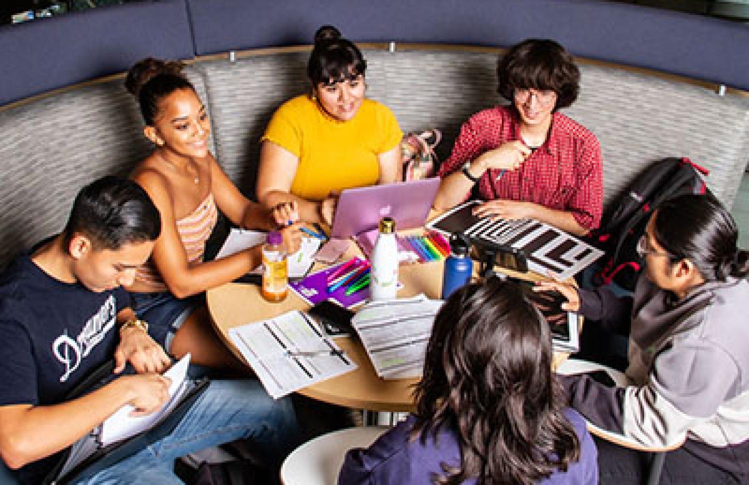 Students around a table