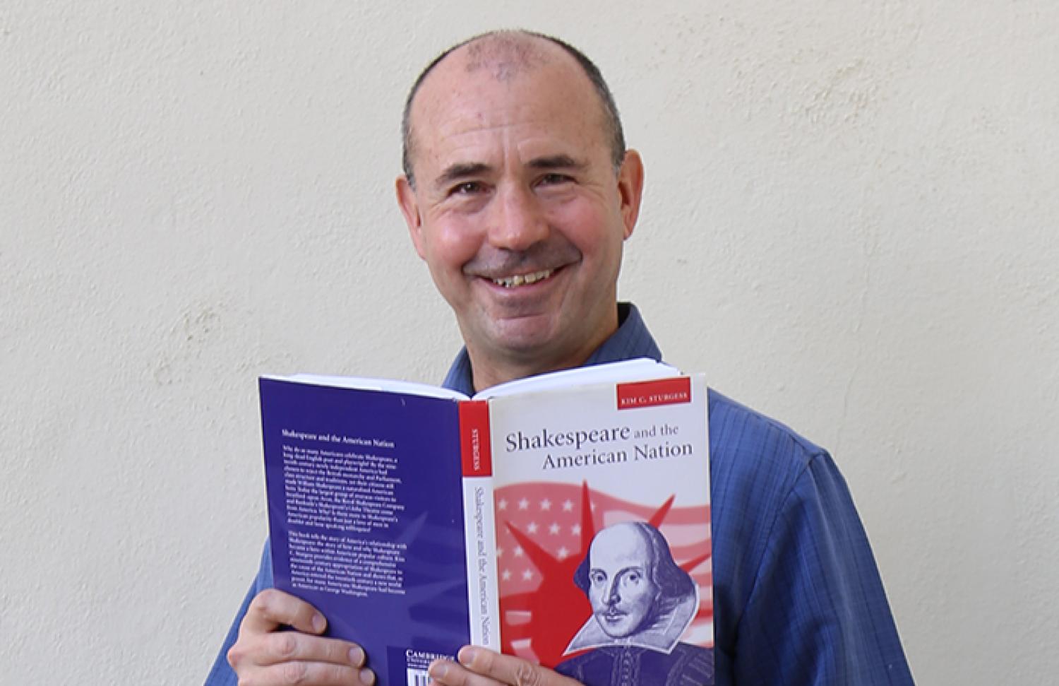Burton with a book
