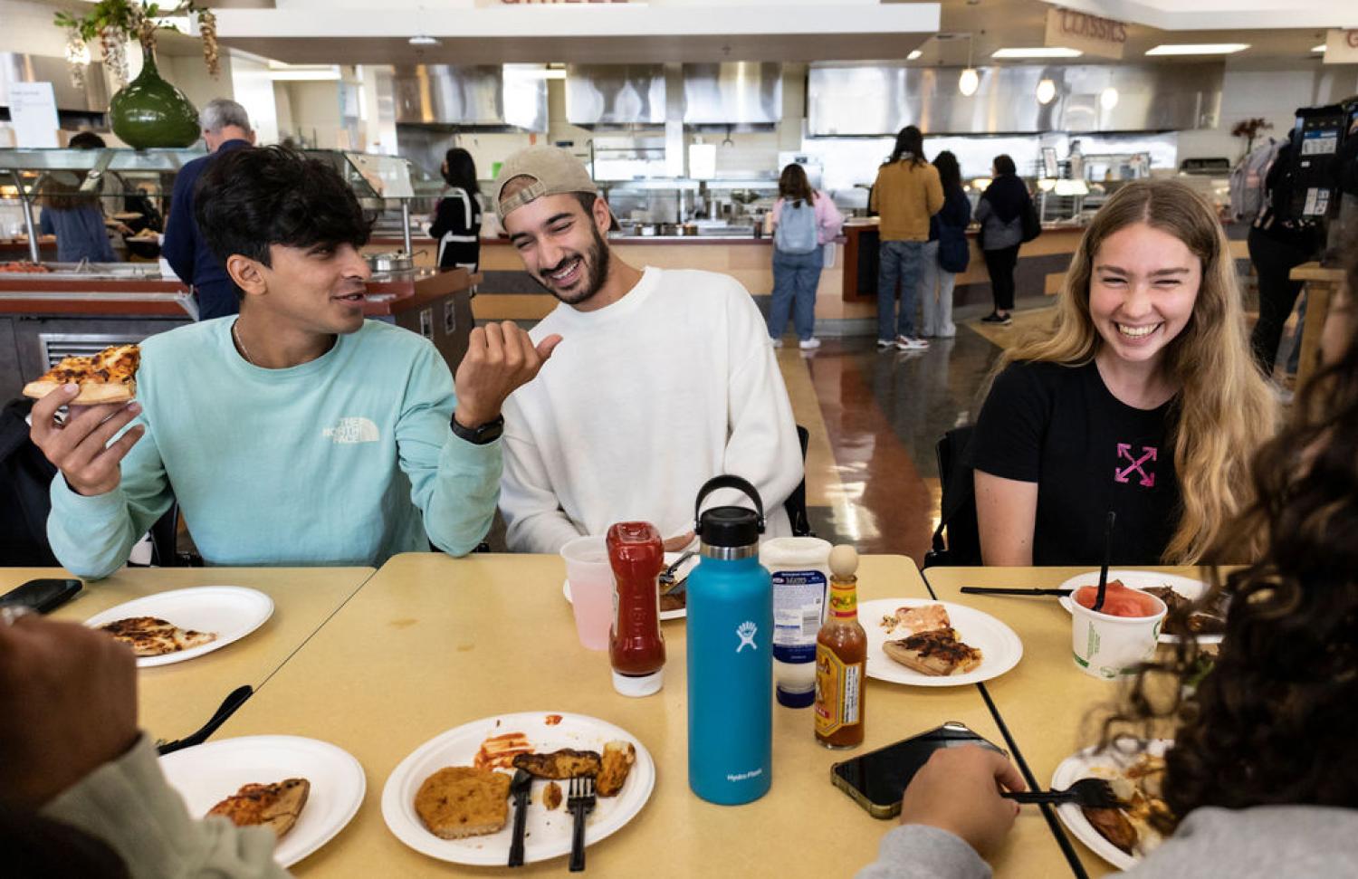 students in dining hall