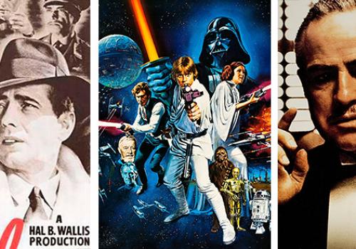 Casablanca, Star War, and The Godfather posters
