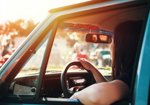 Woman driving a car