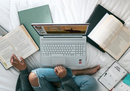 Studying on bed
