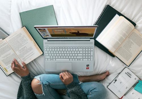 Studying on bed