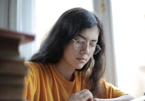 Studying at a desk