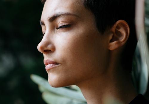 Person with eyes closed