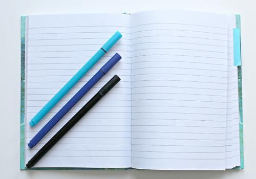 Notebook and pens