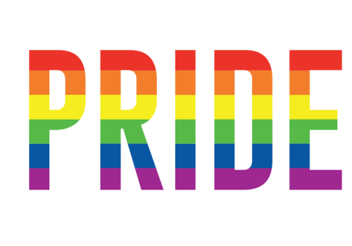 White rectangle box; Poet Pride in rainbow colors; Whittier College