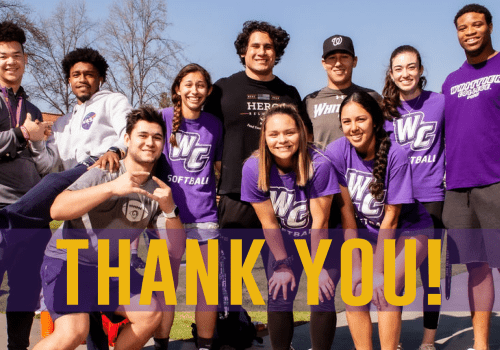 photo of a group of Whittier College students. Text: Thank you! 