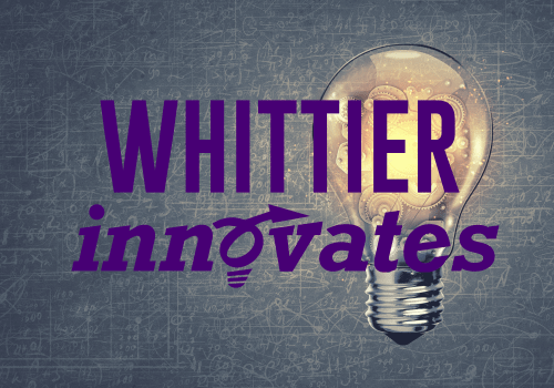 Whittier College Innovates over image of light bulb 