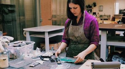 Katie Collier in her studio