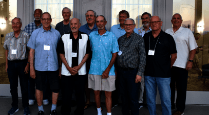 Former coach Ivan Guevara ’59 hosts a reunion from three teams from Whittier’s 1968-71 rosters.