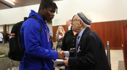 Dr. Eisenbach meeting a student