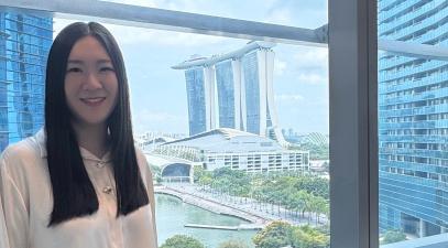 Joey Zou ’16 at her office in Singapore. | Courtesy Joey Zou ’16