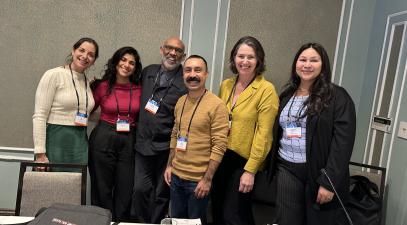 Professors Danny Jauregui, Kate Palmer Albers, and Postdoctoral StoryLab/Rustin Fellow Philomena Lopez-Rivas convened a panel at the annual College Art Association conference in New York, "Brownness In Plain Sight/Brownness as Practice" on Feb. 13.