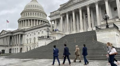 Duncan Smith walks near the United States Capitol during his internship with the United States Capitol Historical Society.