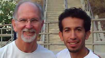 Coach Chuck Laine (on left) with Poet steeplechase National’s qualifier Luis Ibarra '02