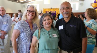 Attendees pose for a photo during the Poet4Life tour at Whittier College